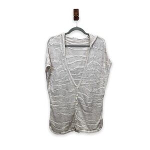 Anthropologie Sweater Vest Womens Small Cream Beige Moth Knit Hooded Boho Hippie